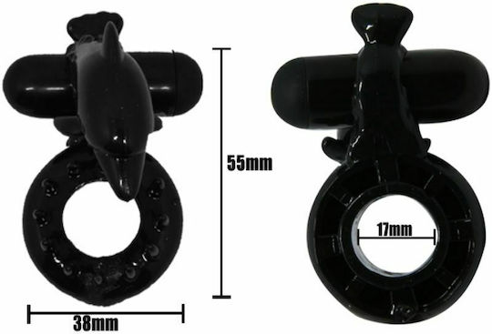 Baile Sweet Ring Clit Stimulating Dolphin Вибриращ Пръстен Петел Black