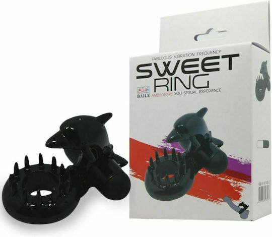 Baile Sweet Ring Clit Stimulating Dolphin Вибриращ Пръстен Петел Black