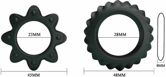 Baile Kit Silicone Flowering Cockrings Black 2pcs