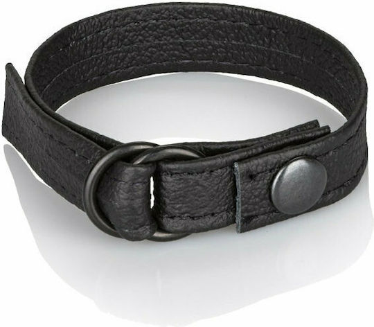 Calexotics Leather Cinch Adjustable Cockring with Snap Release Black