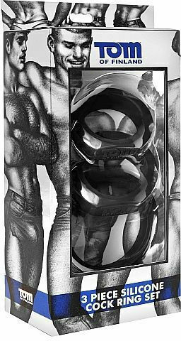 Tom of Finland 3 Piece Silicone Cock Ring Set Blue