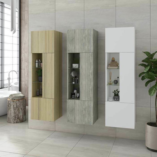 Drop Instinct Wall Hung Cabinet Bathroom Column Cabinet L40xD32xH140cm Smoked Oak