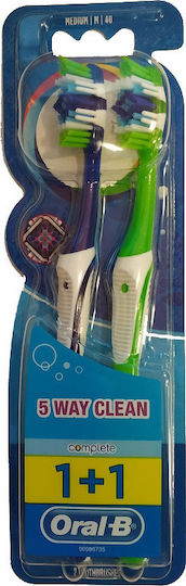 Oral-B Complete 5 Way Clean 40 1+1 Periuță de dinți Mediu Green - Blue 2buc