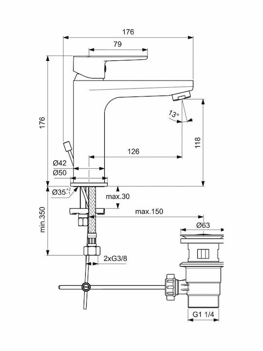 Ideal Standard Cerafine-O Mixing Sink Faucet Silver