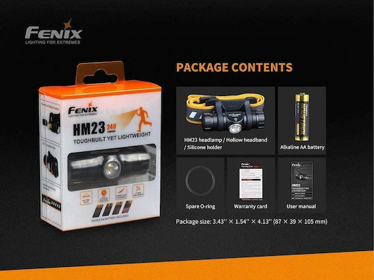 Fenix Headlamp LED IP68 with Maximum Brightness 240lm HM23 Black