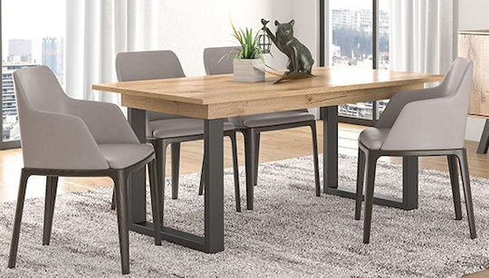 Νο 7 Tisch Speisesaal Ausziehbar Holz mit Metallgestell Ink 150(+30)x90x78cm