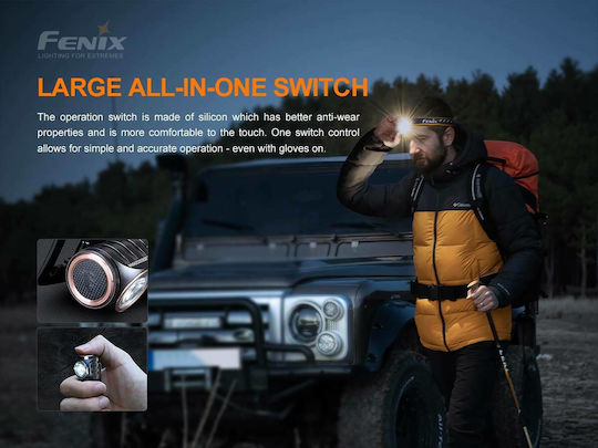 Fenix Επαναφορτιζόμενος Φακός Κεφαλής LED IP68 με Μέγιστη Φωτεινότητα 700lm HM50R V2