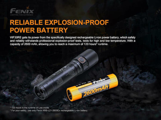 Fenix Rechargeable Flashlight LED IP68 with Maximum Brightness 280lm WF30RE ATEX Black