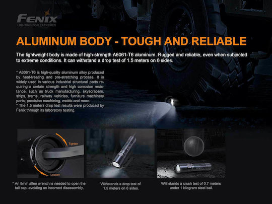Fenix Rechargeable Flashlight LED IP68 with Maximum Brightness 280lm WF30RE ATEX Black