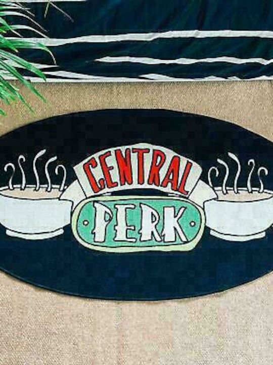 Grupo Erik Covor de Intrare Oval Mochetă Central Perk Friends Negru 71x133buc