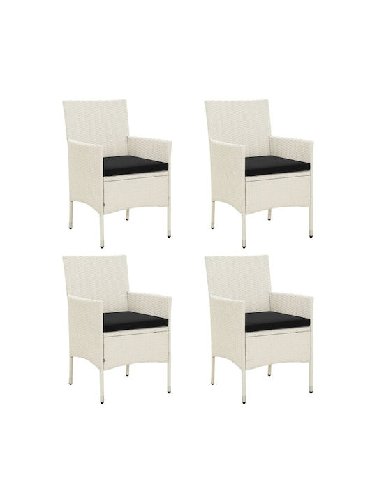 Außenstuhl Rattan White mit Kissen 4Stück 61x60x88cm.