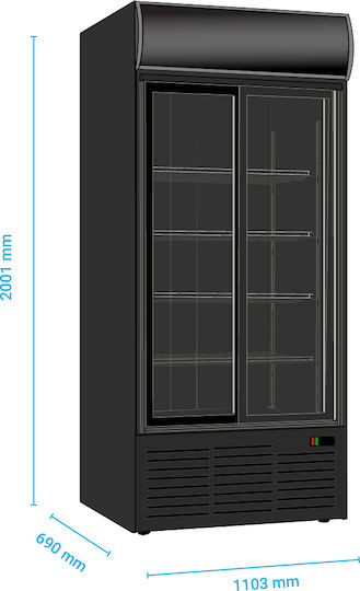 Klimaitalia Ψυγείο Αναψυκτικών 852lt Διπλό Υ200.1xΠ110.3xΒ69cm Black