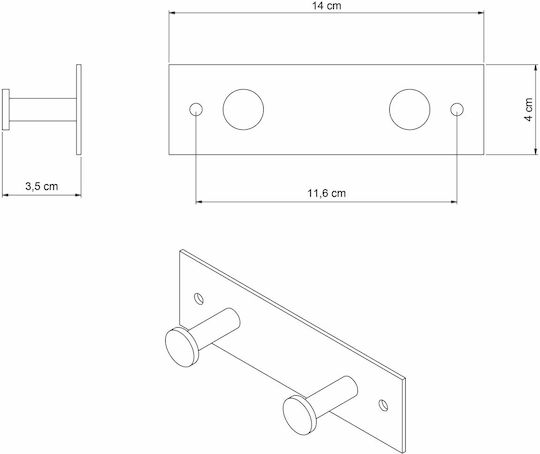 Grekon 402 Double Wall-Mounted Bathroom Hook