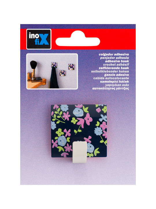 Inofix 2310 Cârlig de Baie Simplu ​4.2x4cm Floral Black