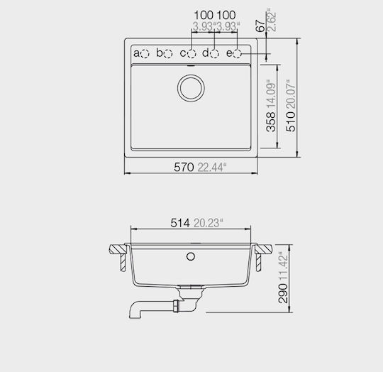 Schock Cristalite Manhattan 110-30060-1301 Drop-In Мивка от Синтетичен Гранит Ш57xД51см SuperWhite