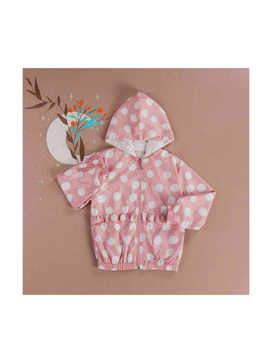 Children's windbreaker jacket polka dot pink for girls (3-6 years)