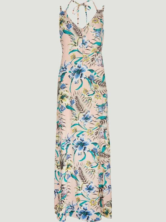 Rochie Maxi de Vară Bej/Verde/Lăcuit Roz