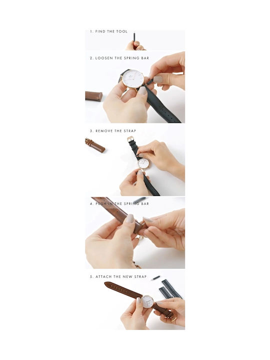 Daniel Wellington Classic Pepite Bondi Ρολόι Μπαταρίας με Δερμάτινο Λουράκι