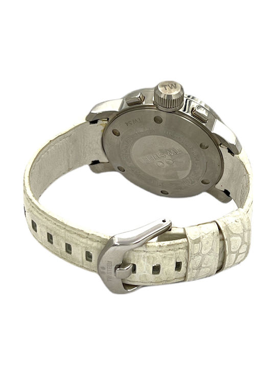 TW Steel Women's Watch Chronograph with White Leather Strap