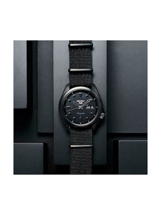 Seiko Automatic Watch with Fabric Strap Black