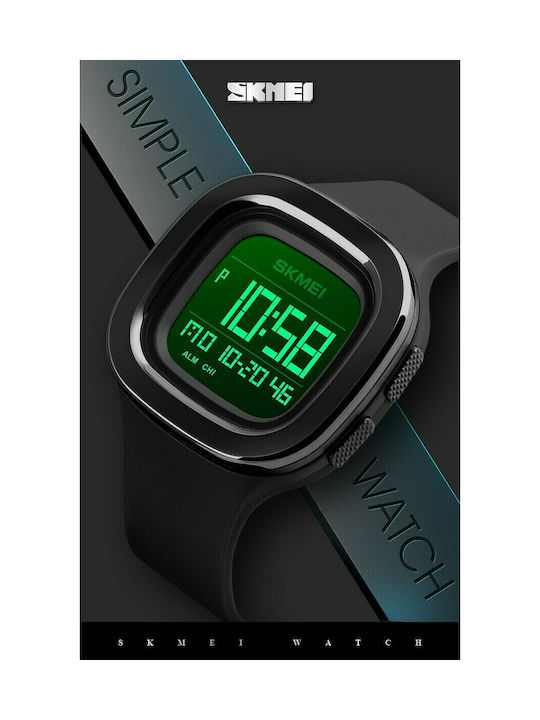 Skmei Digital Uhr Batterie mit Kautschukarmband Black/Black