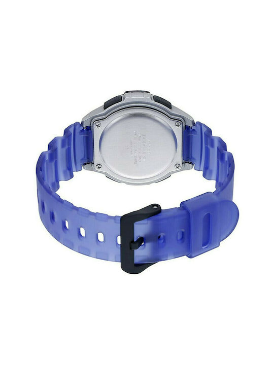 Casio Ψηφιακό Ρολόι Μπαταρίας με Μπλε Καουτσούκ Λουράκι