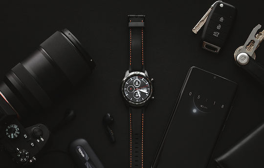Ticwatch Pro 3 4G LTE Stainless Steel 48mm Αδιάβροχο Smartwatch με Παλμογράφο (Shadow Black)