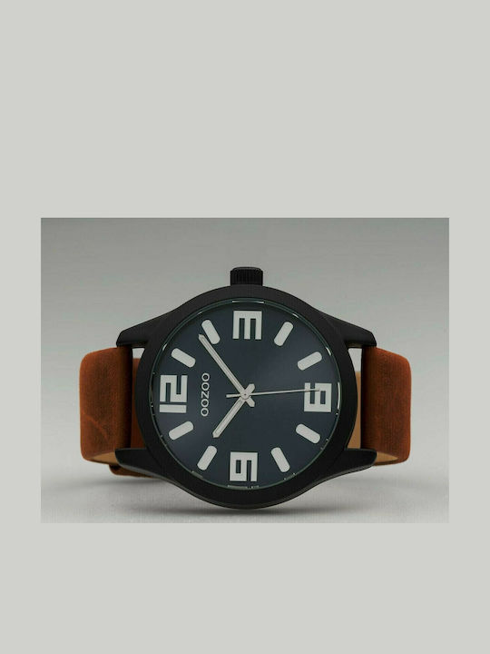 Oozoo Men's Watch 46mm Battery with Brown Leather Strap