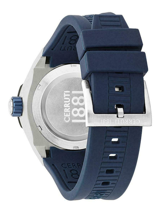 Cerruti Ruscello Men's Watch 44mm Battery with Blue Rubber Strap
