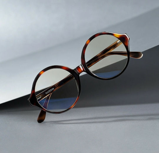 D.Franklin Nardin Acetate Blue Light Blocking Glasses Brown Tortoise