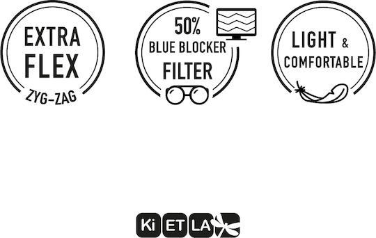 KiETLA CraZyg-Zag Screen Rozz 6-9 Years Kids Acetate Blue Light Blocking Glasses Brown