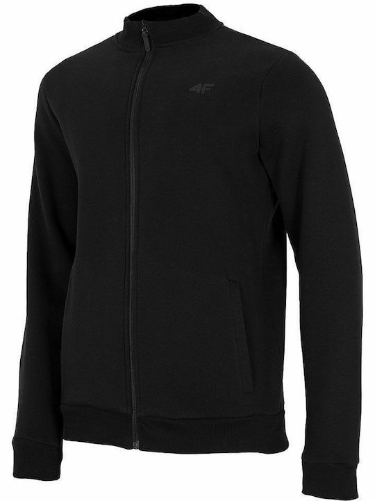 4F Herren Sweatshirt Jacke mit Taschen Schwarz