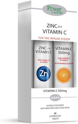 Power Of Nature Zinc + Vitamin C Stevia & Vitamin C 20+20 Multigusturi