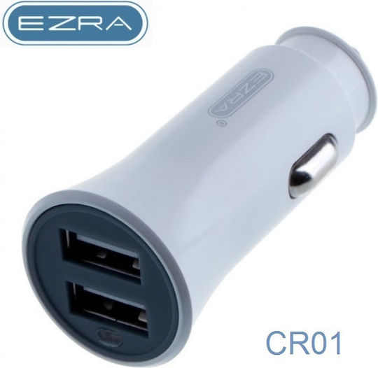 Ezra CR01 Car Charger 2.4A with 2xUSB-A White Color