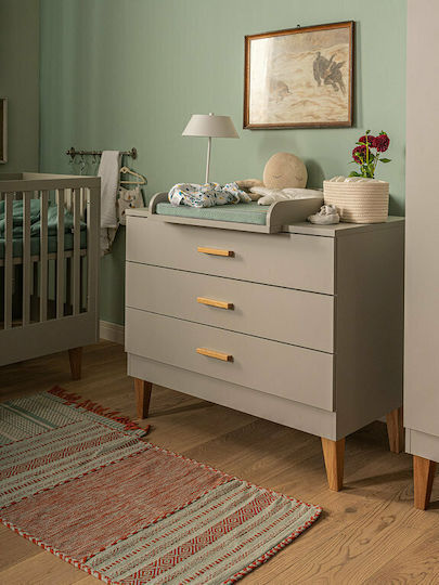 Lounge Βρεφική Συρταριέρα με 3 Συρτάρια Γκρι 100x55x86.5cm