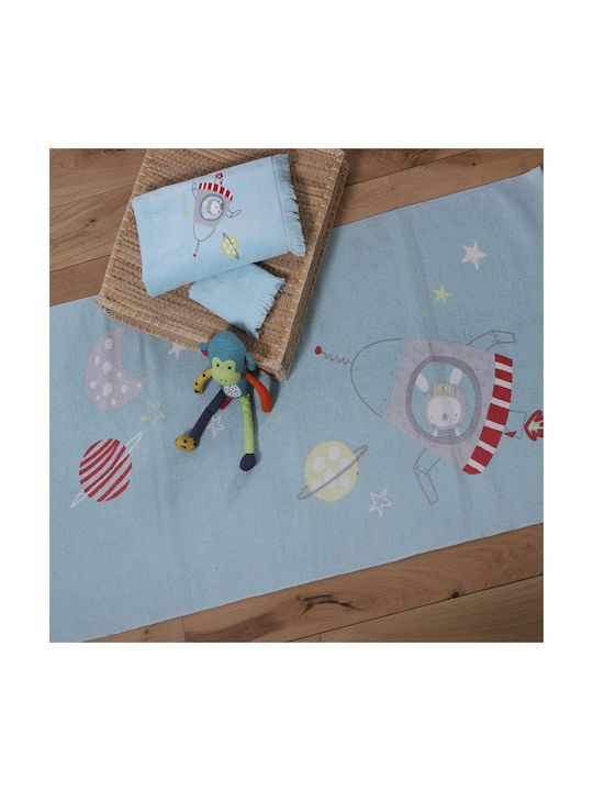 Nef-Nef Homeware Baby Space Kids Rug Cotton Aqua 70x140cm