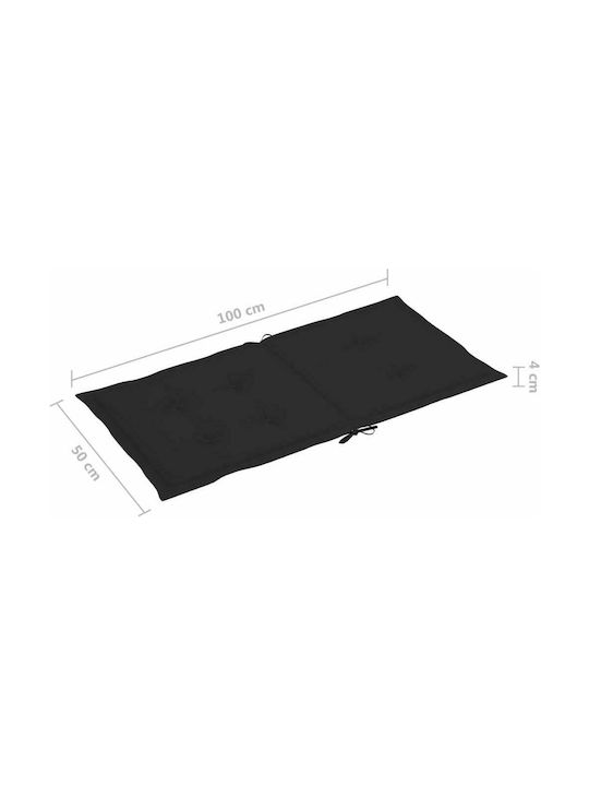 vidaXL Perne Pentru Scaune De Grădină Cu Spătar Negru 4 Buc 50x100 Cm