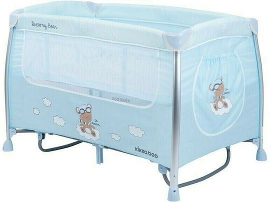 Kikka Boo Dreamy Bear Playpen 2 Levels with Changing Table & Mattress Mint/Blue 120x60cm