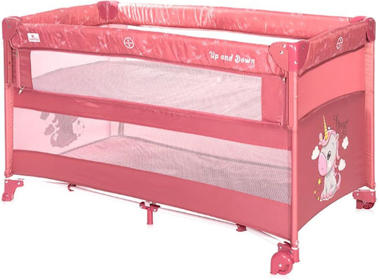 Lorelli Up & Down Rose Velvet Unicorn Кошара за игра 2 Нива розово кадифе 125x65см