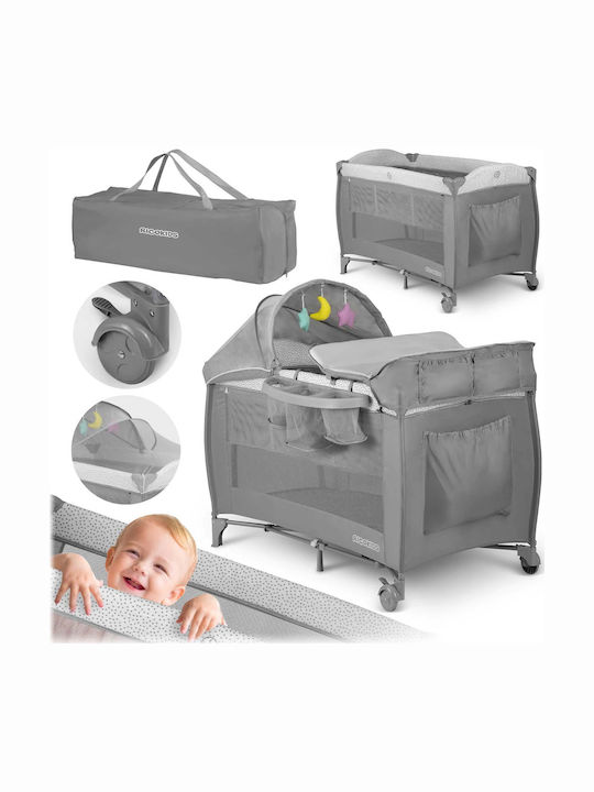 Ricokids RK-242 Παρκοκρέβατο με Αλλαξιέρα & Στρώμα Γκρι 125x65cm
