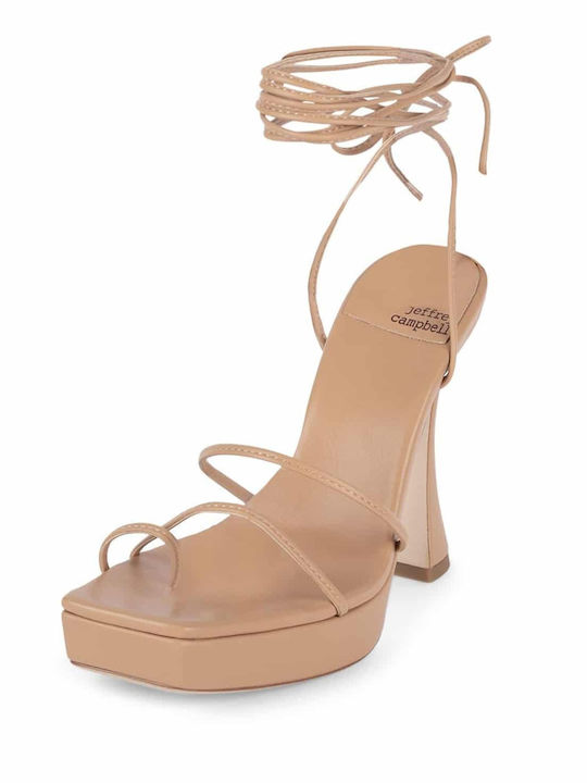 Jeffrey Campbell Primadonna Δερμάτινα Πέδιλα Μπεζ