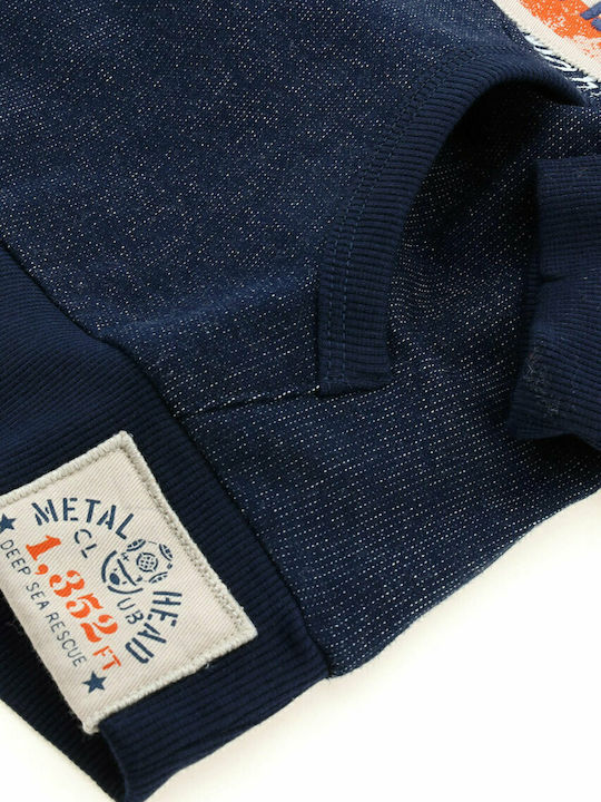 Kinder-Sweatshirt mit Kapuze und Taschen Marineblau AZP2002B1