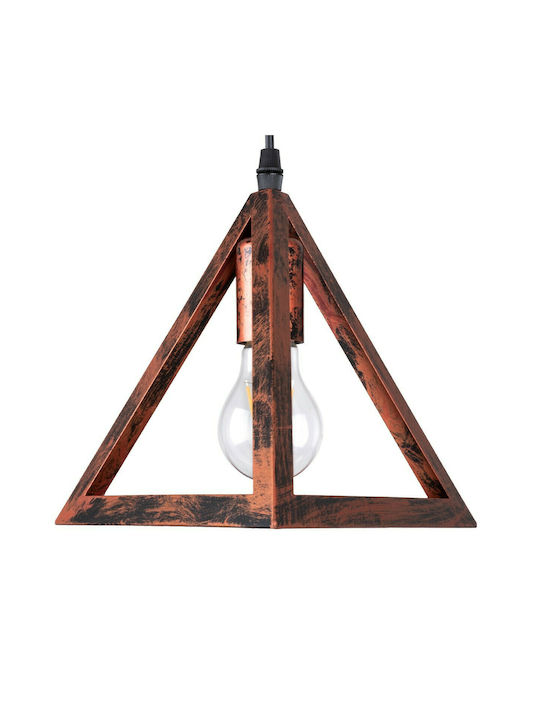 GloboStar Triangle Висящо Осветително Тяло Меден Мрежа с Цокъл E27 70x22x130см.