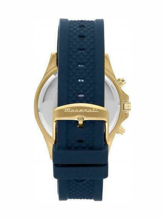 Maserati Sfida Men's Watch 44mm Chronograph Battery with Blue Rubber Strap
