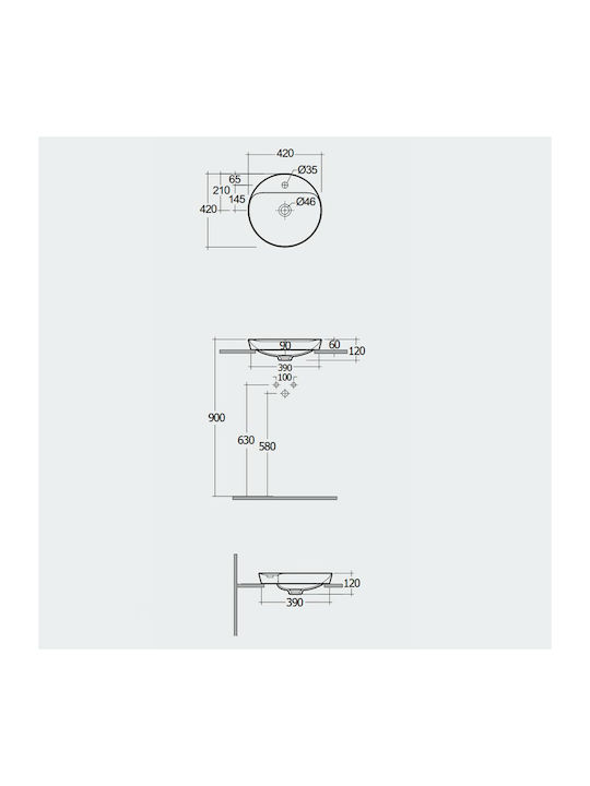 Rak Ceramics Variant Countertop Sink Porcelain 42x42x6cm White