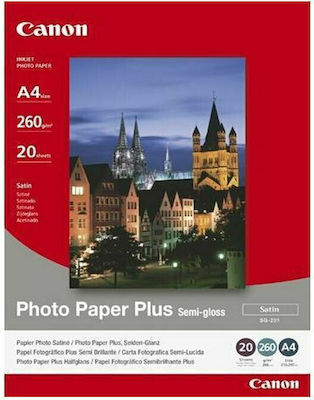 Canon PP-201 Fotopapier Plus Glossy II Papier 265gr/m² für Drucker Tintenstrahl 20 Blätter