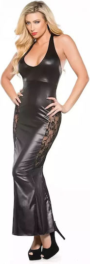 Allure Lingerie Rochie Kitten Din Dantelă Și Look Umed Neagră
