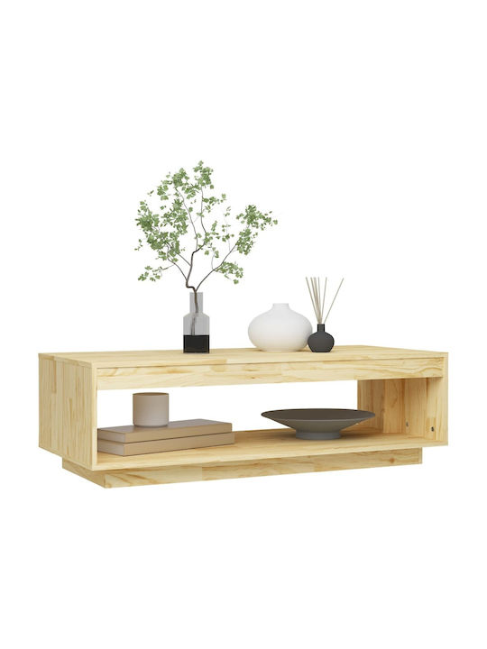 Rectangular Solid Wood Coffee Table Natural L110xW50xH33.5cm