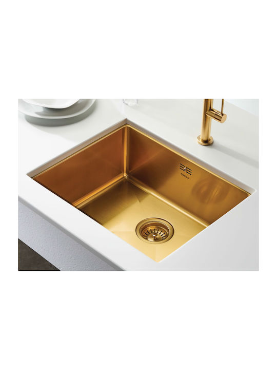 Fortinox Squadro 28054-211 Undermount Sink Inox Brushed W54xD44cm Gold Brushed PVD