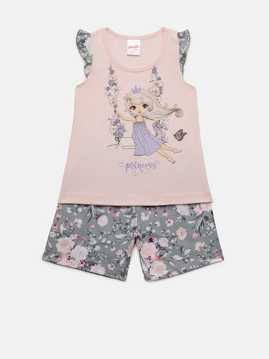 Minerva Set Top & Bottom Kids Summer Pyjamas Pink